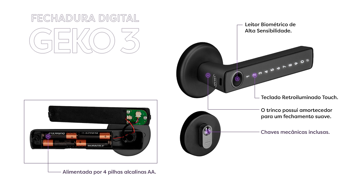 Maçaneta Digital Geko 3
